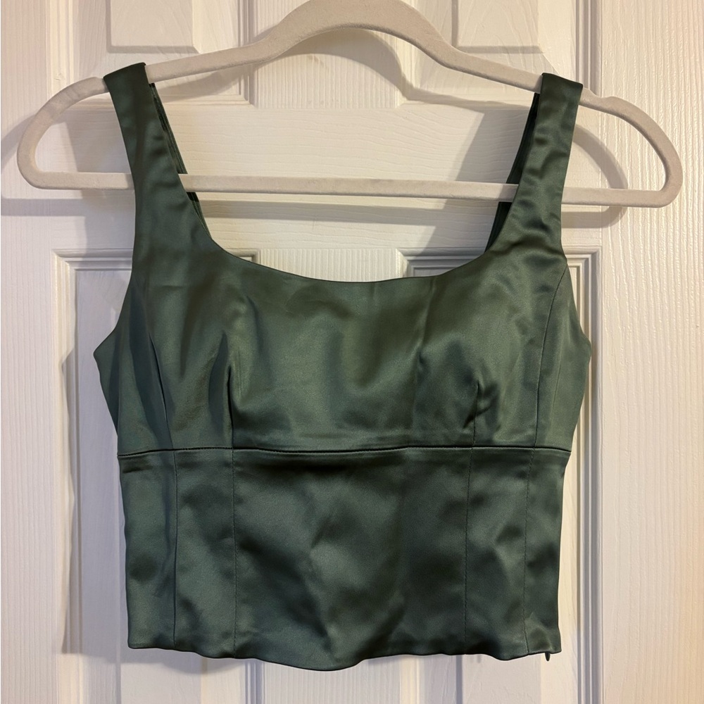 Wilfred Satin Crop Top in Green